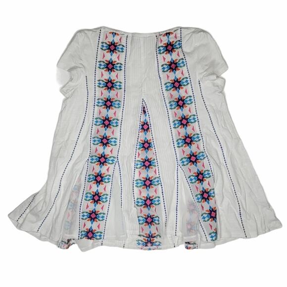 Akemi + Kin Anthropologie Embroidered Cotton Blouse Top White Multicolor Size XS - Picture 3 of 5